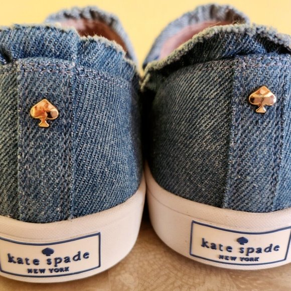 Kate Spade Blue Denim Ruffle Sneakers 9M NWOB Size US 9 - Picture 2 of 13